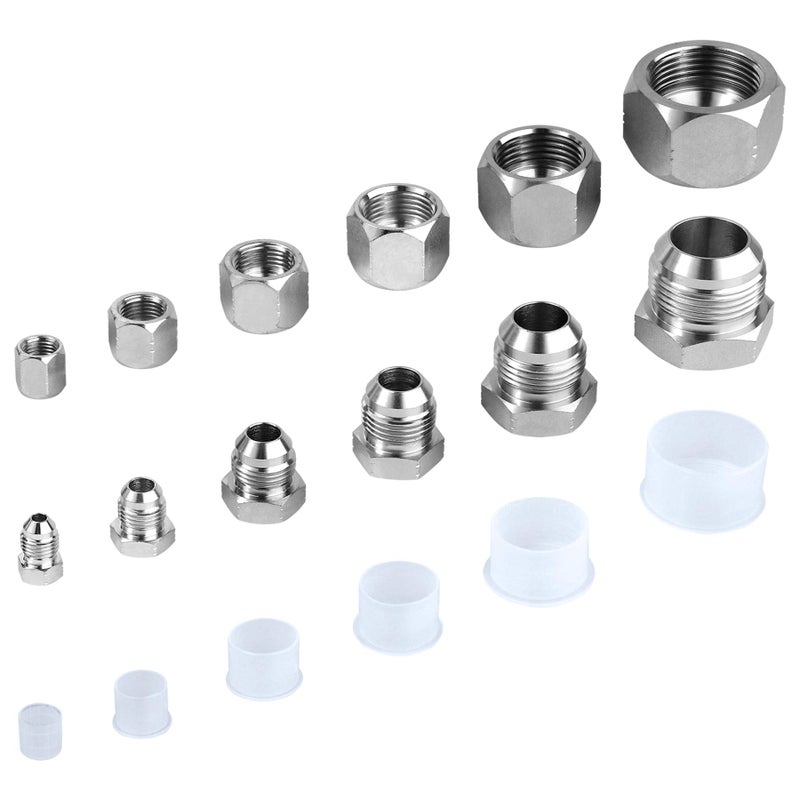 OKBA 64pcs JIC Plug and Cap Kit JIC 37Â° Flare Caps and Plugs Kit with Precision Threading Hydraulic Plugs and Caps Kit Set Dash Sizes 04 06 08 10 12 16 - Image 3